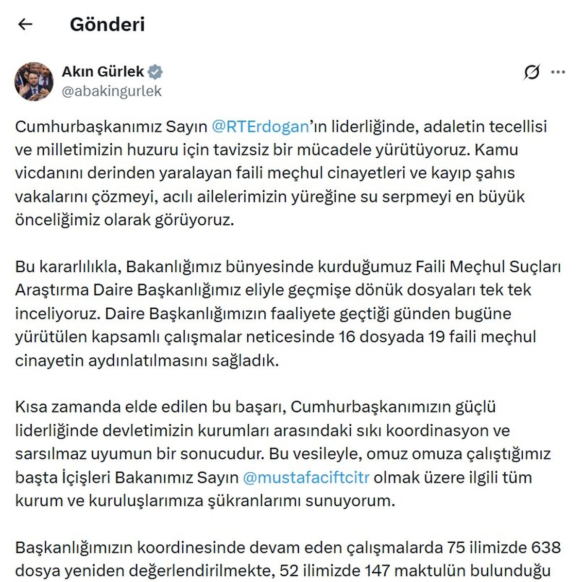 19 faili meçhul cinayet aydınlatıldı