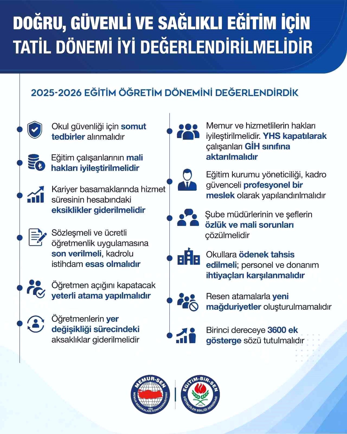EğitimBir-Sen\'den Eğitim Sorunlarına Çözüm Çağrısı