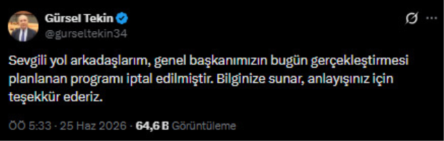 Kılıçdaroğlu'nun İstanbul programı iptal edildi