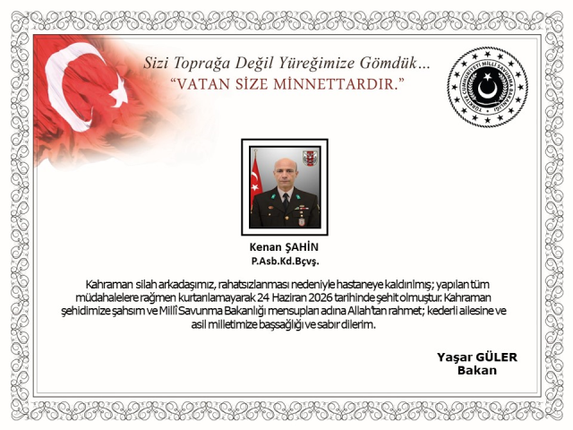 MSB acı haberi duyurdu: Bir askerimiz şehit oldu