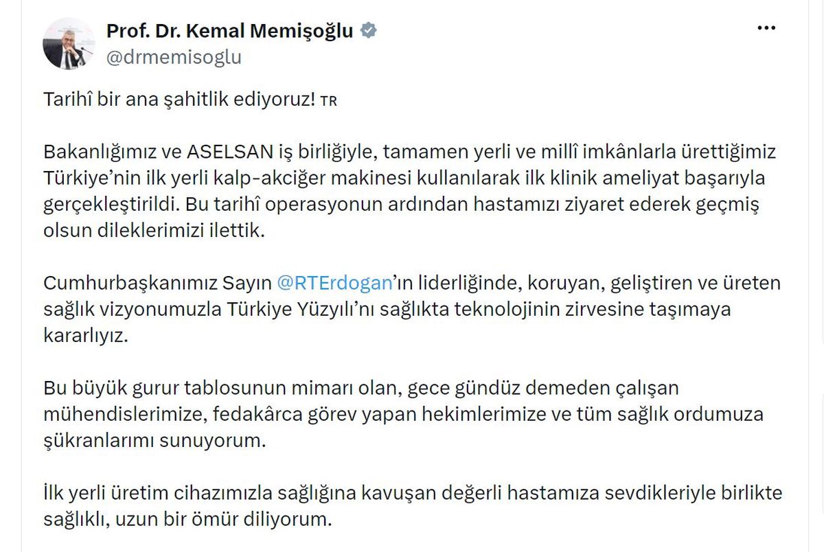İlk yerli kalp-akciğer makinesiyle başarılı ameliyat