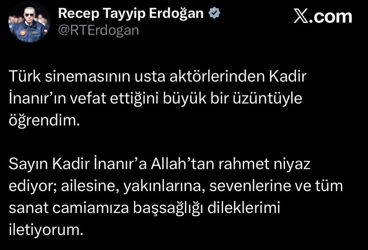 Erdoğan\'dan Kadir İnanır için taziye