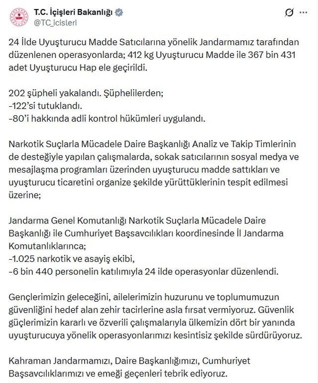 Uyuşturucu Operasyonunda 202 Gözaltı