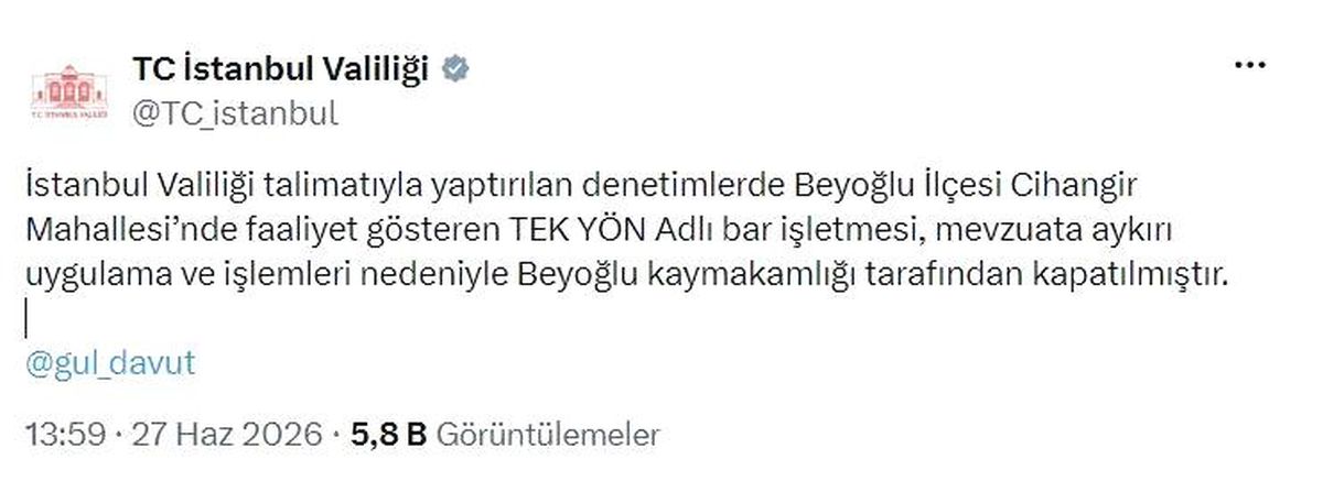 Beyoğlu\'ndaki Bar Kapatıldı