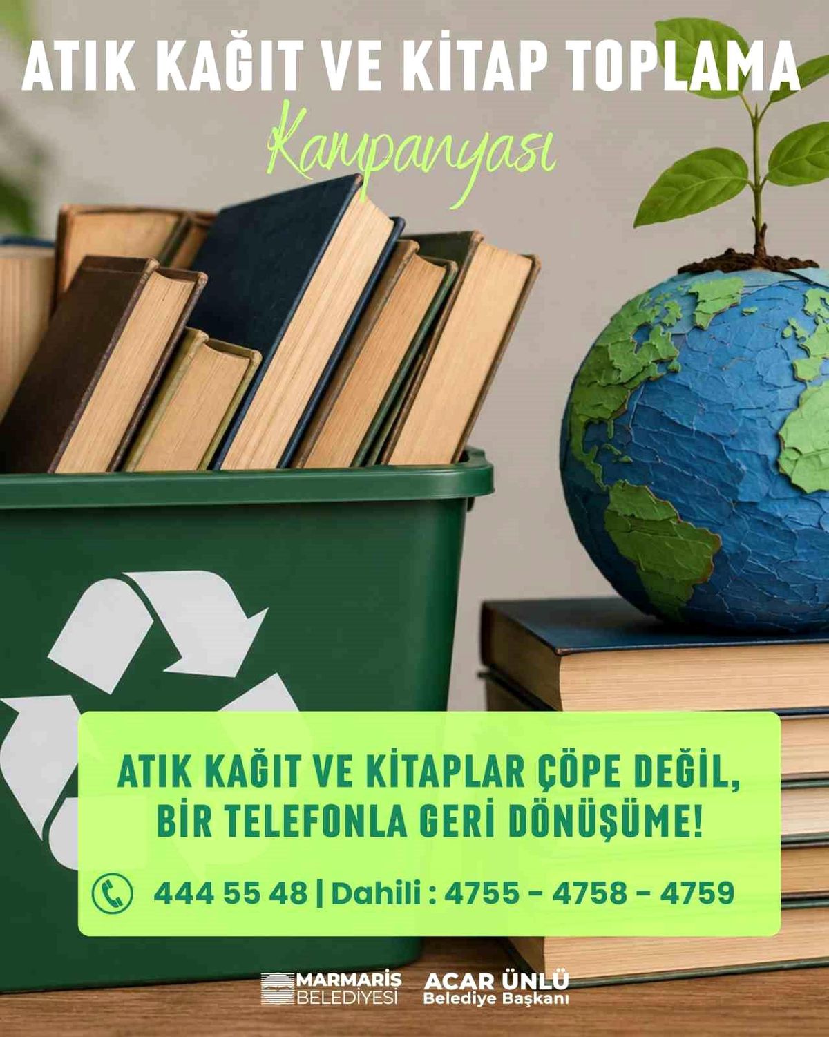 Marmaris\'te atık kağıt ve kitaplar geri dönüşüme kazandırılıyor