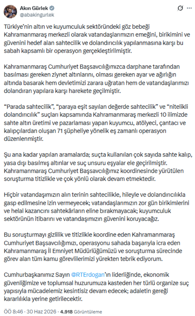 10 ilde sahte altın operasyonu! 71 kişi gözaltına alındı