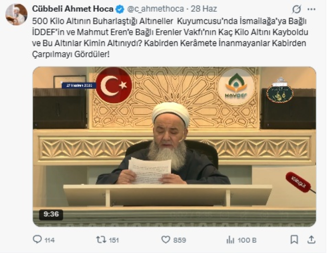 İsmailağa Cemaati'nin kilolarca altını buhar oldu! Cübbeli Ahmet isyan etti