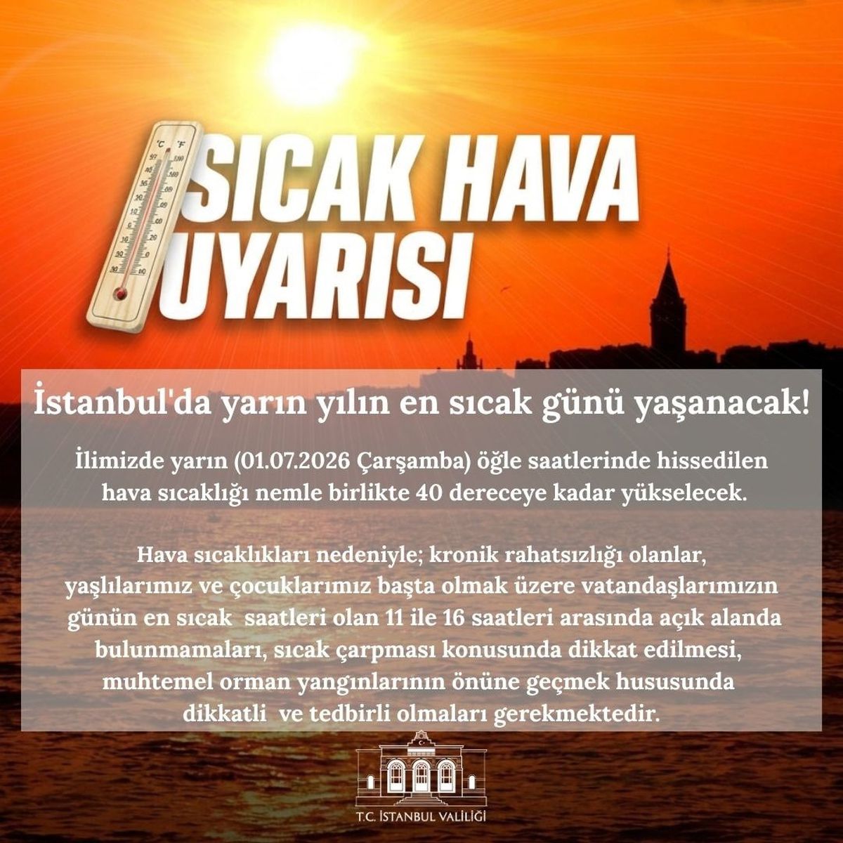 İstanbul\'a Sıcak Hava Uyarısı
