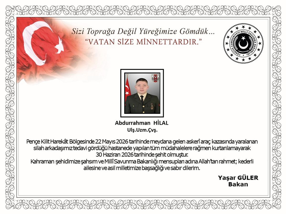 Bakan Güler\'den Şehit Uzman Çavuş için Taziye Mesajı