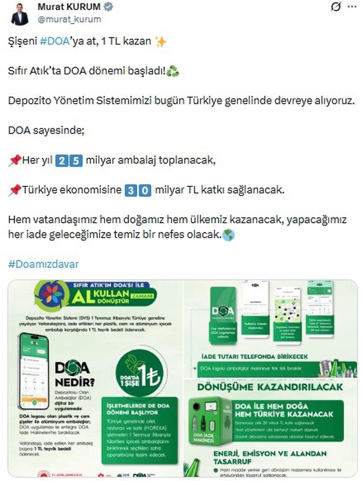 DOA Sistemi Türkiye genelinde başladı: 1 TL kazanç