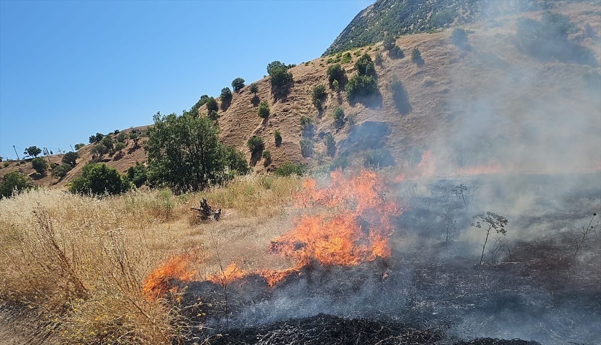Diyarbakır\'da örtü yangınıyla mücadele sürüyor