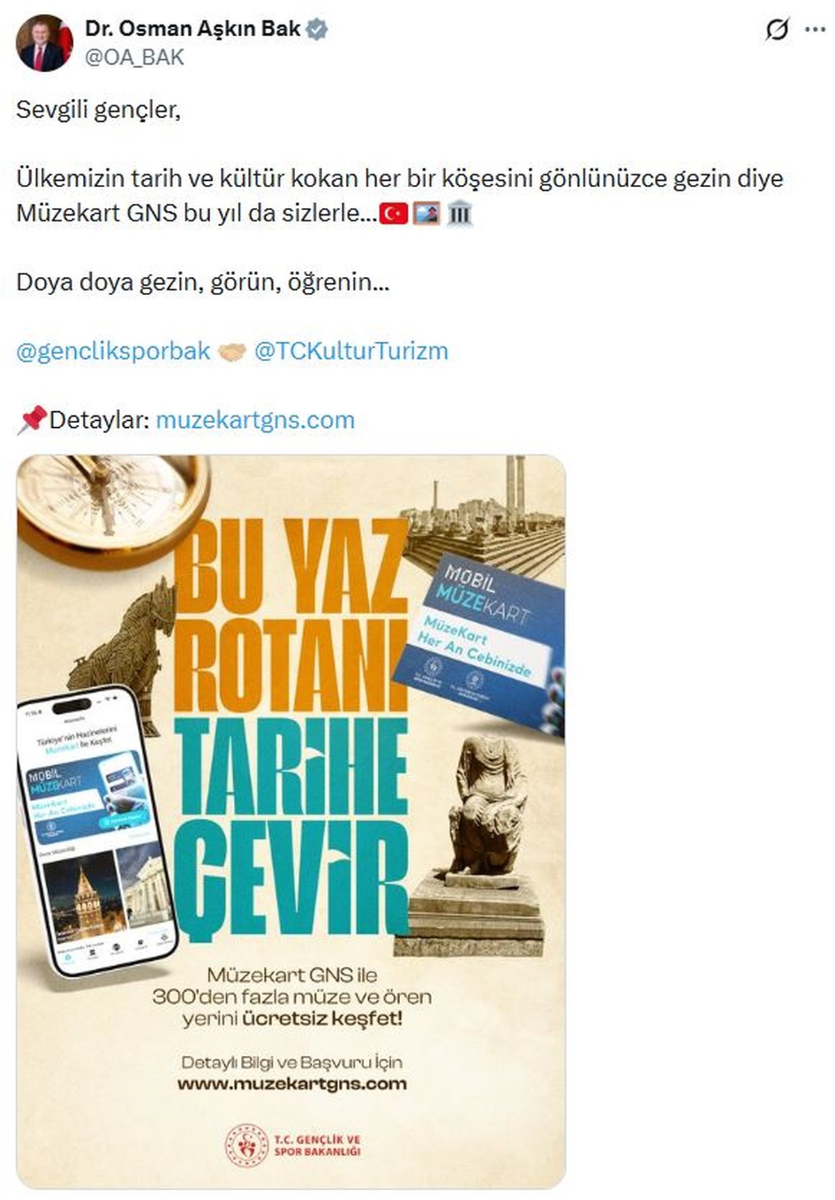 Gençlere Ücretsiz Müze Girişi!