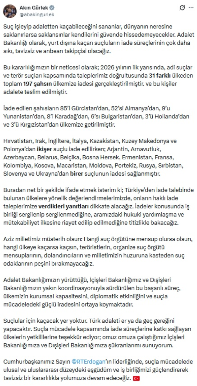Şimdi hesap zamanı! 197 isim Türkiye'ye iade edildi