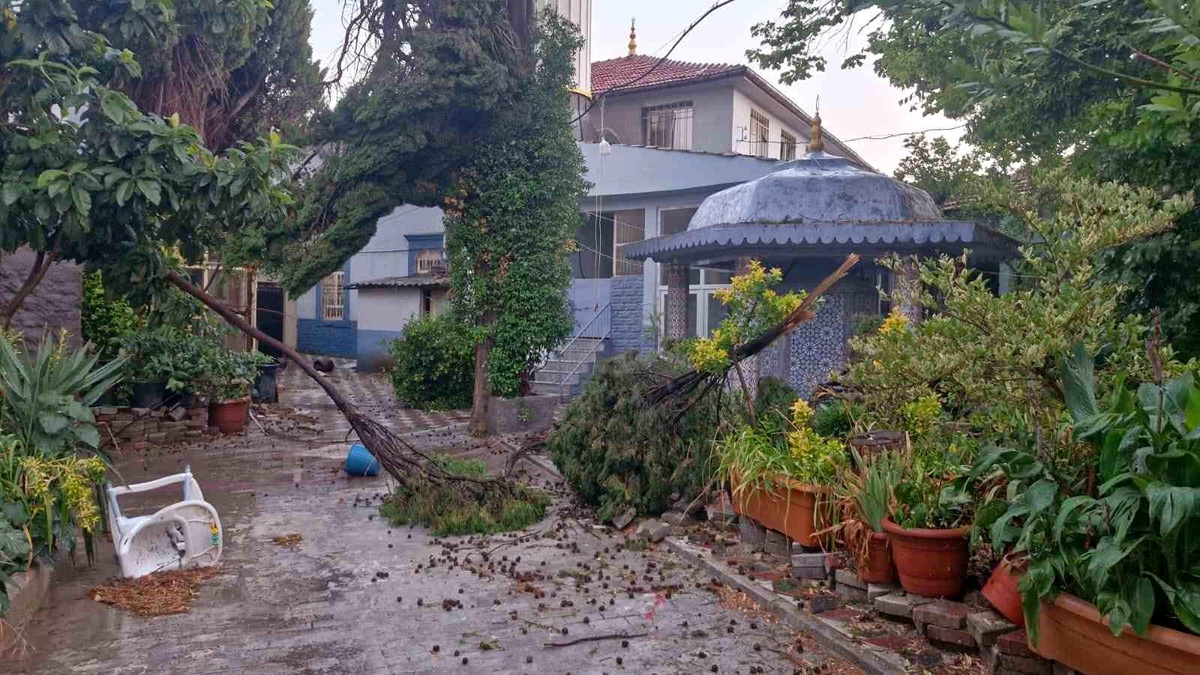 Kırkağaç\'ta Fırtına ve Yağış Hayatı Felç Etti