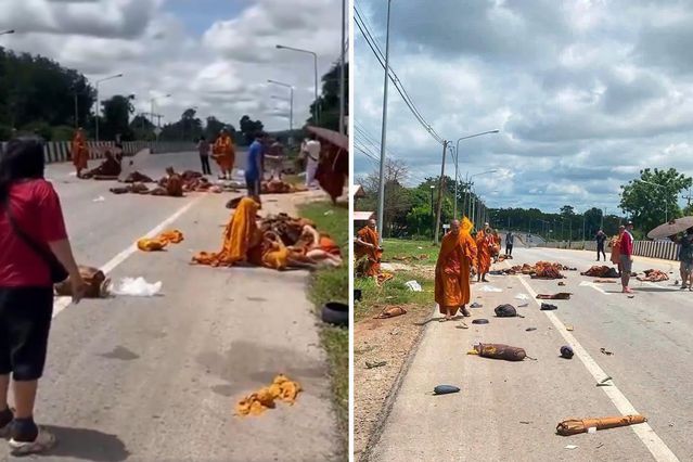 Tayland’da 8 keşişin can verdiği kazada kan donduran görüntüler