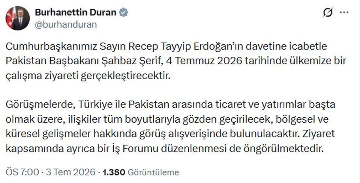 Pakistan Başbakanı Türkiye\'ye geliyor