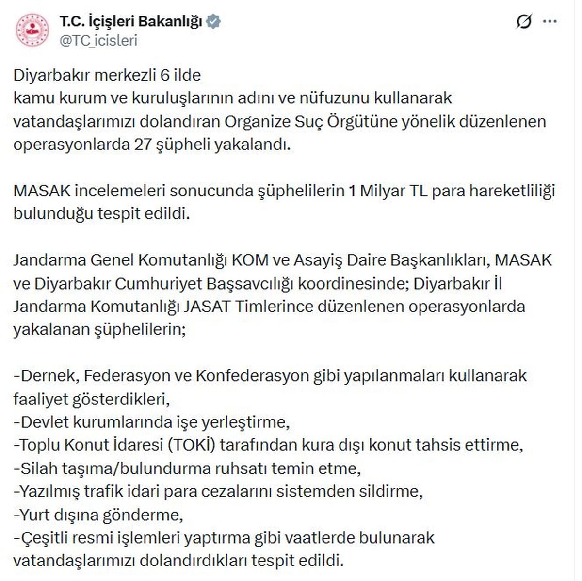 Diyarbakır\'da Dolandırıcılık Operasyonu: 27 Gözaltı