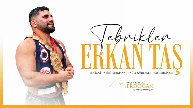 Erdoğan, Kırkpınar başpehlivanı Taş’ı tebrik etti