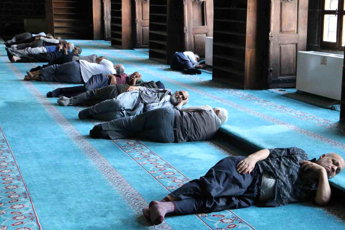 Diyarbakır\'da turistler sıcak havadan korunmak için camilere sığındı
