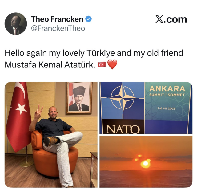 Ankara’ya gelen Belçika Savunma Bakanı Francken’den büyük beğeni toplayan paylaşım