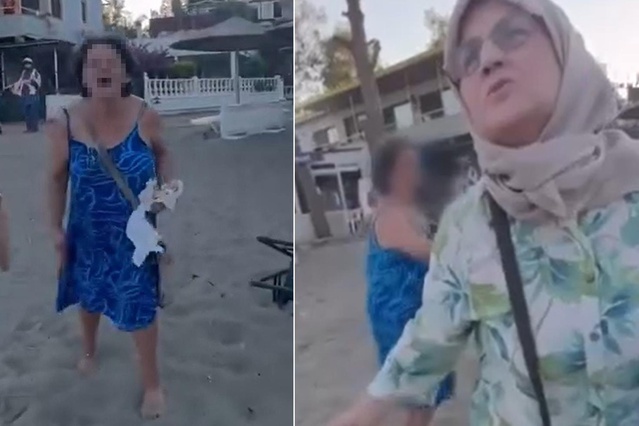 Plajda oturan başörtülü anne ile kızına saldıran kadına tutuklama talebi