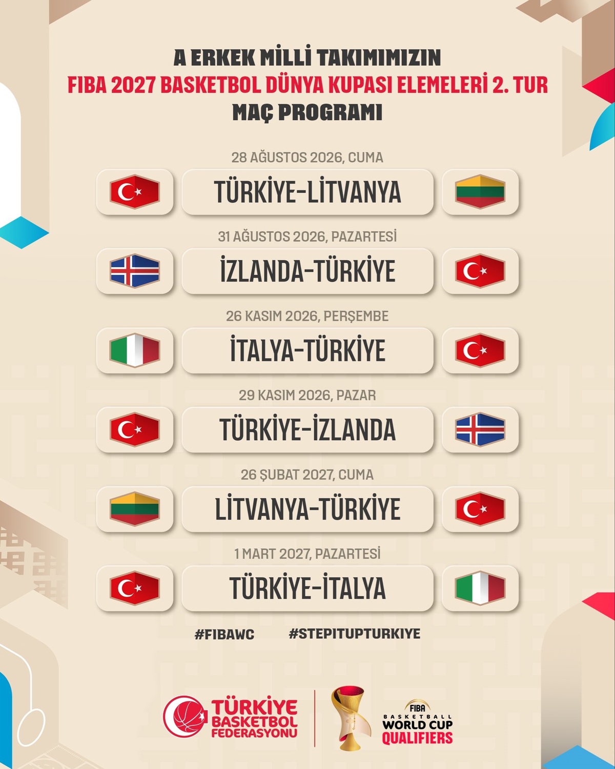 Türkiye\'nin Basketbol Dünya Kupası Elemeleri Programı