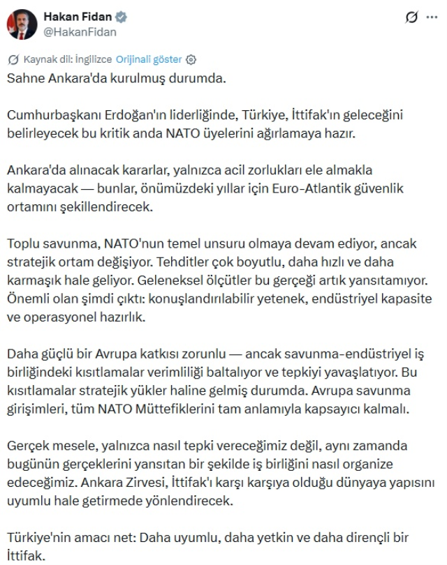 Bakan Fidan'dan NATO Zirvesi mesajı: Sahne Ankara'da kurulmuş durumda