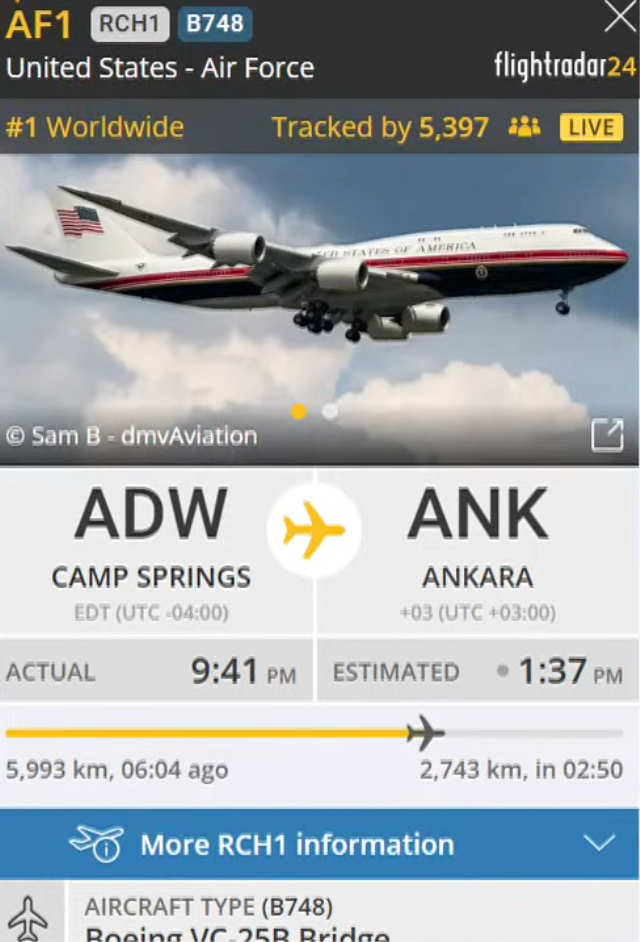 Trump Türkiye'ye geliyor! <a class='keyword-sd' href='/air-force-one/' title='Air Force One'>Air Force One</a> dünyanın en çok takip edilen uçağı oldu