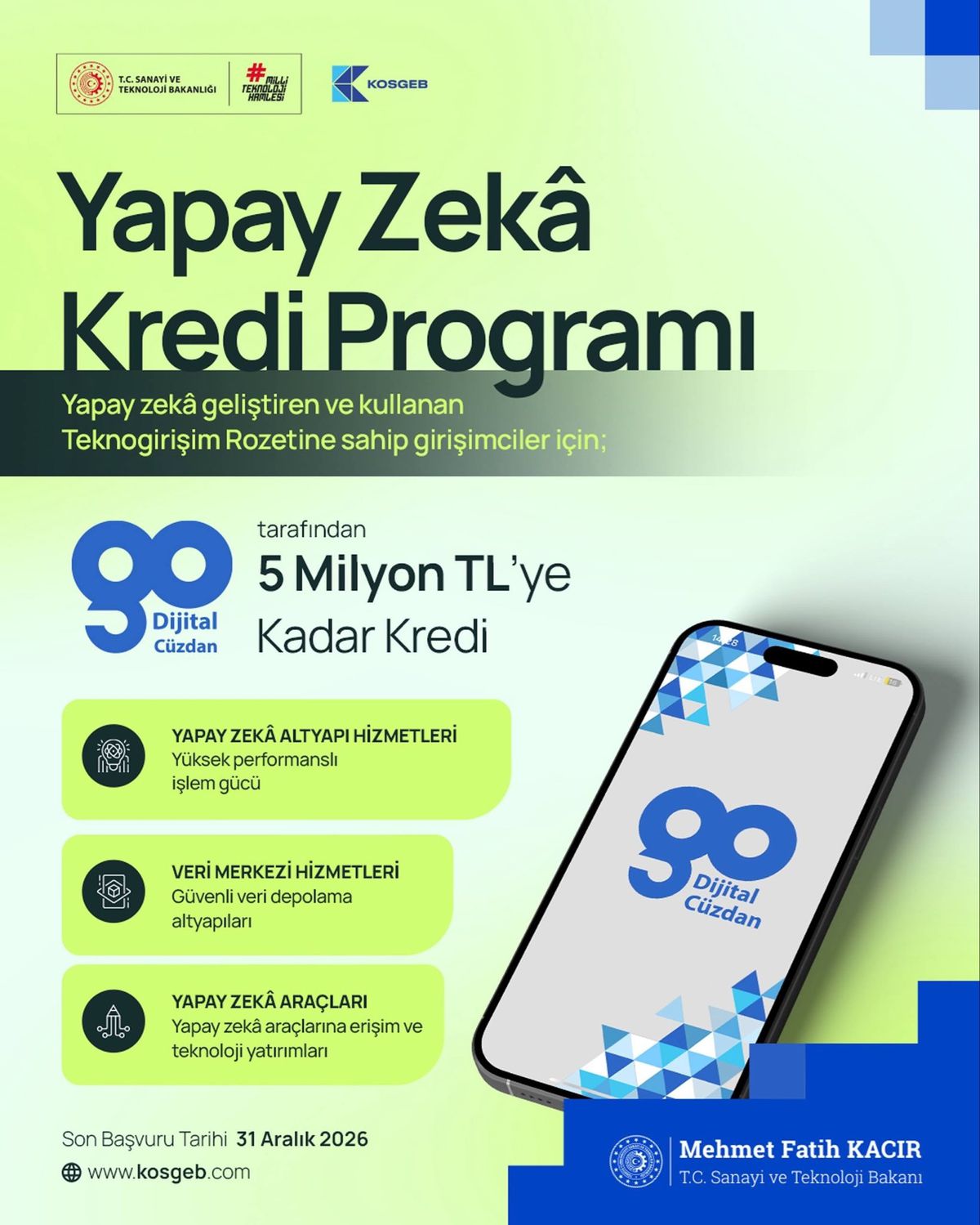 KOSGEB\'den Yapay Zeka Girişimlerine 5 Milyon TL Kredi