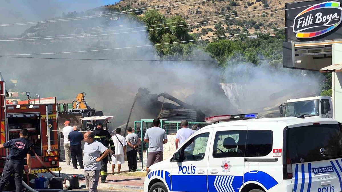 Bodrum\'da yapı market alev alev yandı