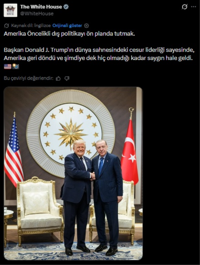 Beyaz Saray'dan Trump ve Erdoğan paylaşımı