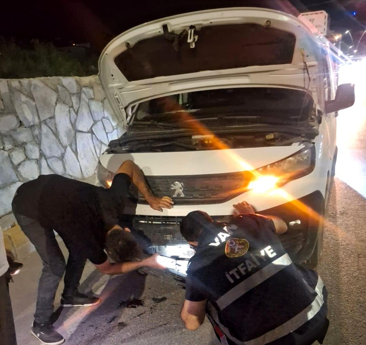 Van\'da kamyonetin çarptığı köpeği kurtardı