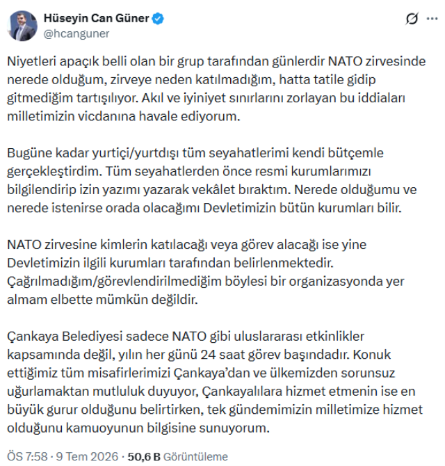 Tarihi zirve sırasında tatilde olduğu iddia edilen belediye başkanı sessizliğini bozdu