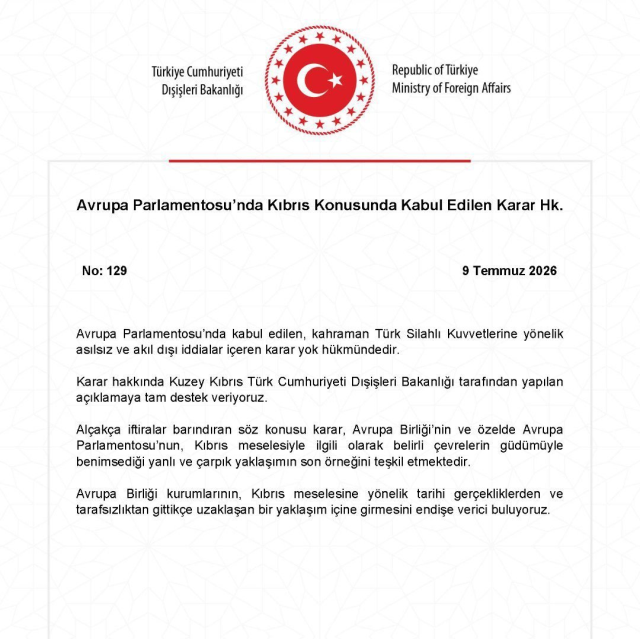 AK Parti Sözcüsü Çelik: Avrupa Parlamentosu'nda kabul edilen sözde karar, kahraman Türk Silahlı Kuvvetleri'ne yönelik alçakça bir iftiradır