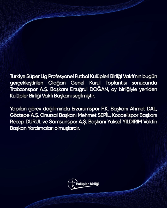Kulüpler Birliği'nde Ertuğrul Doğan kararı