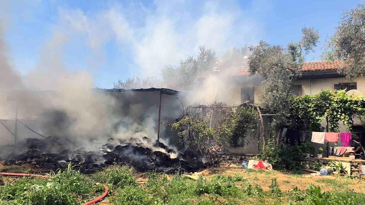 Saman balyalarından başlayan yangın eve sıçradı