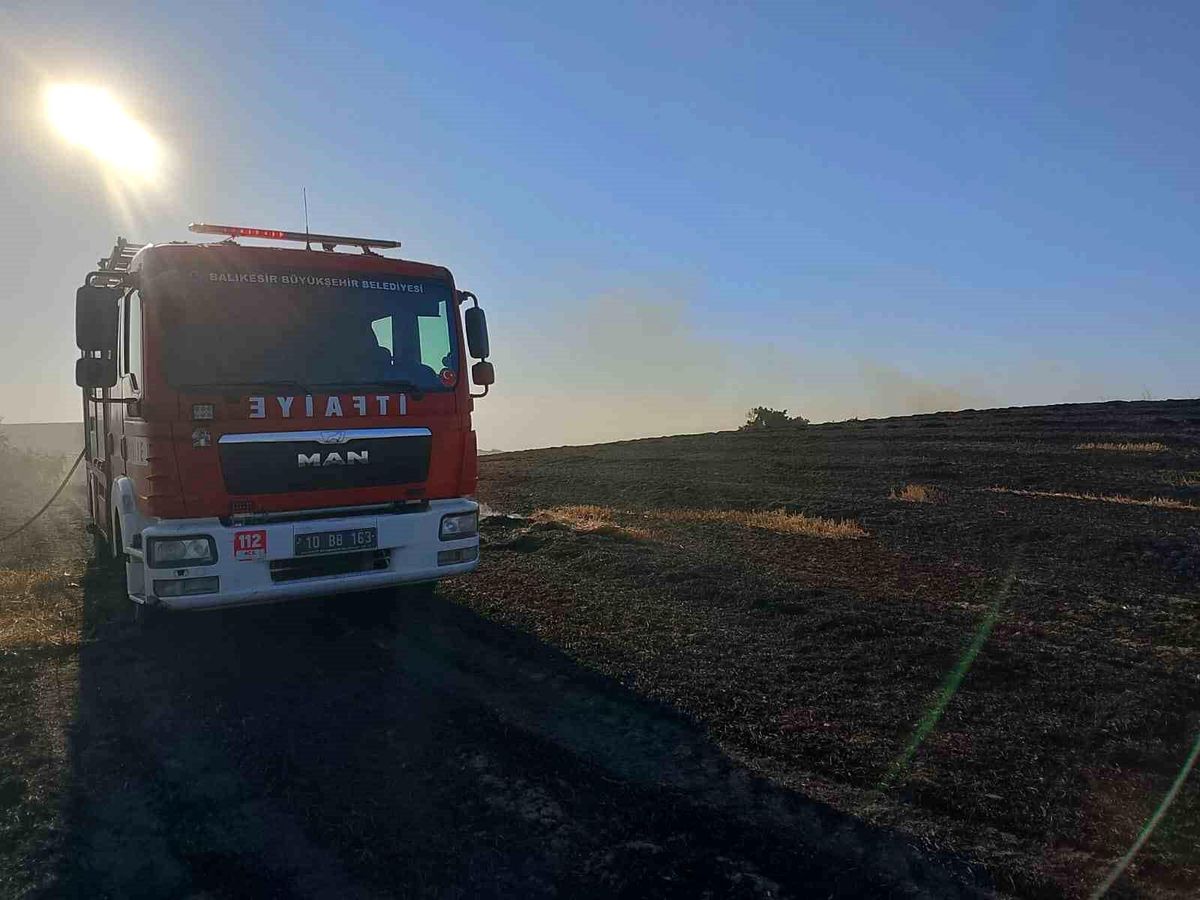 Susurluk\'taki arazi yangını ekiplerin ortak müdahalesiyle söndürüldü