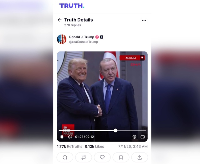 Trump, Erdoğan ile görüşmesini DHA görüntüleriyle paylaştı
