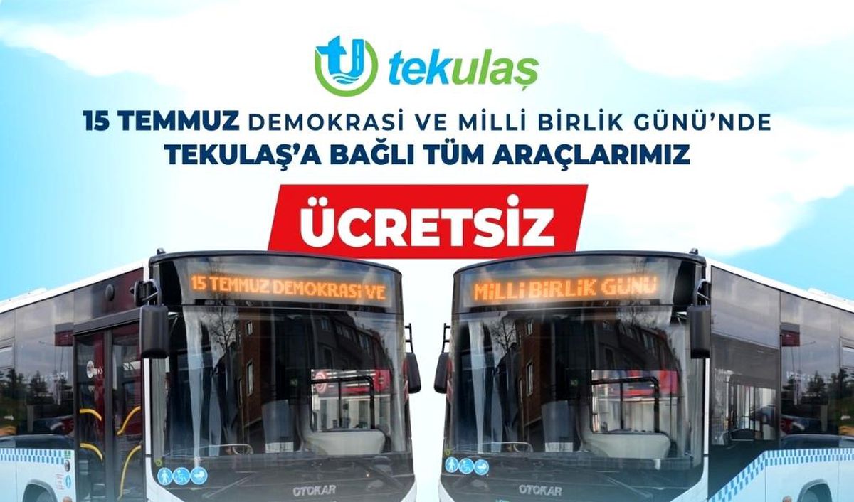 Tekirdağ\'da 15 Temmuz\'da ulaşım ücretsiz