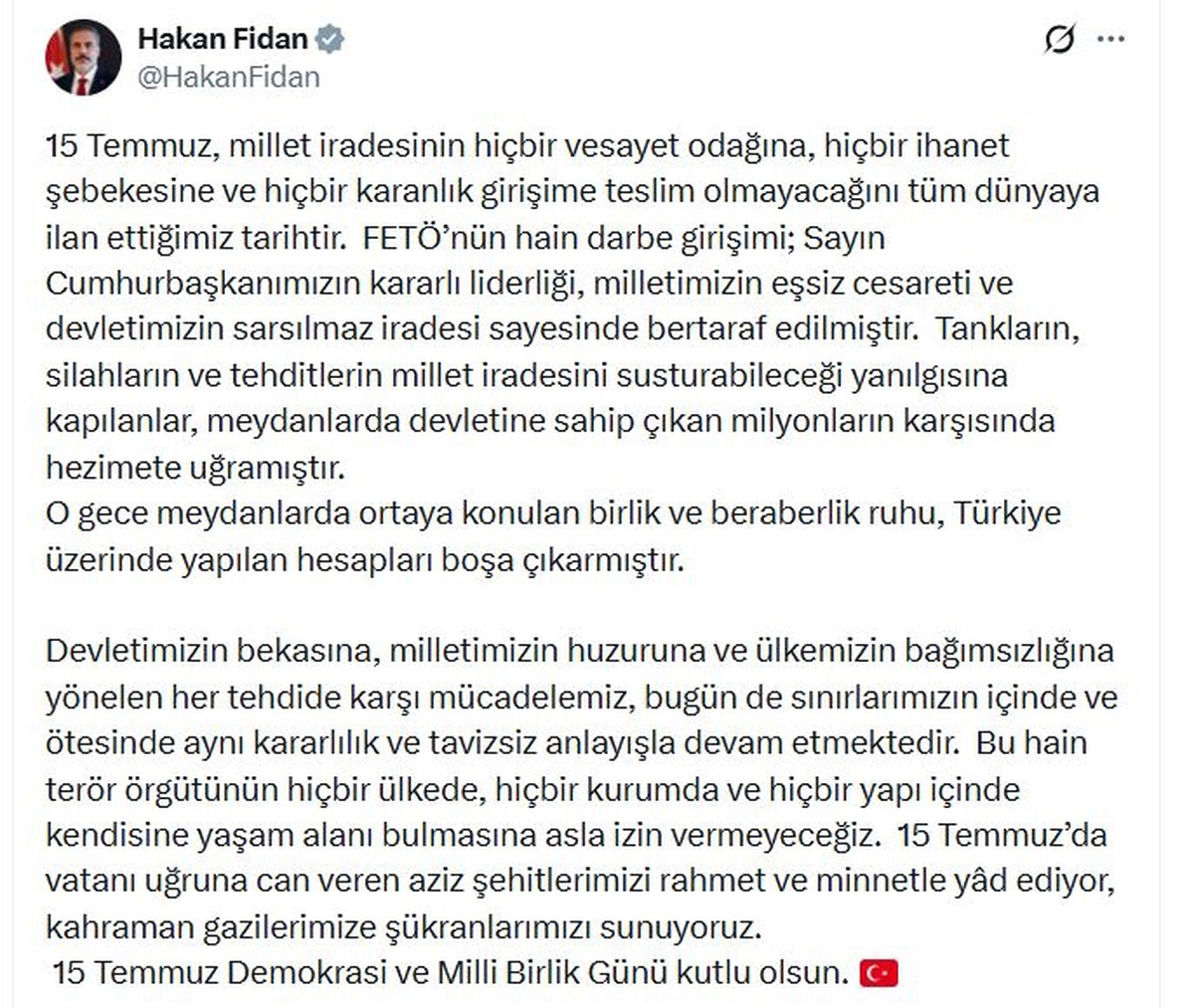 Fidan: FETÖ\'ye hiçbir yerde yaşam alanı vermeyeceğiz