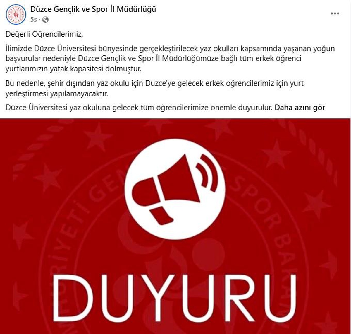 Düzce\'de Yurt Kapasitesi Dolu