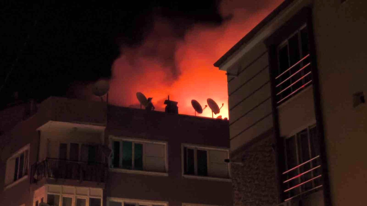 Denizli\'de Yangına Hortumla Müdahale