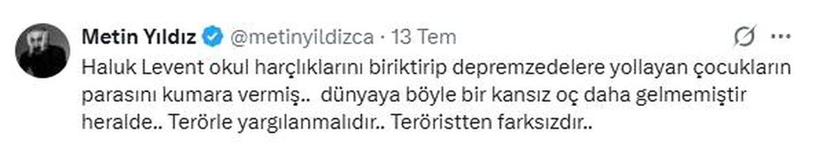 Metin Yıldız\'dan Haluk Levent\'e Sert Eleştiri