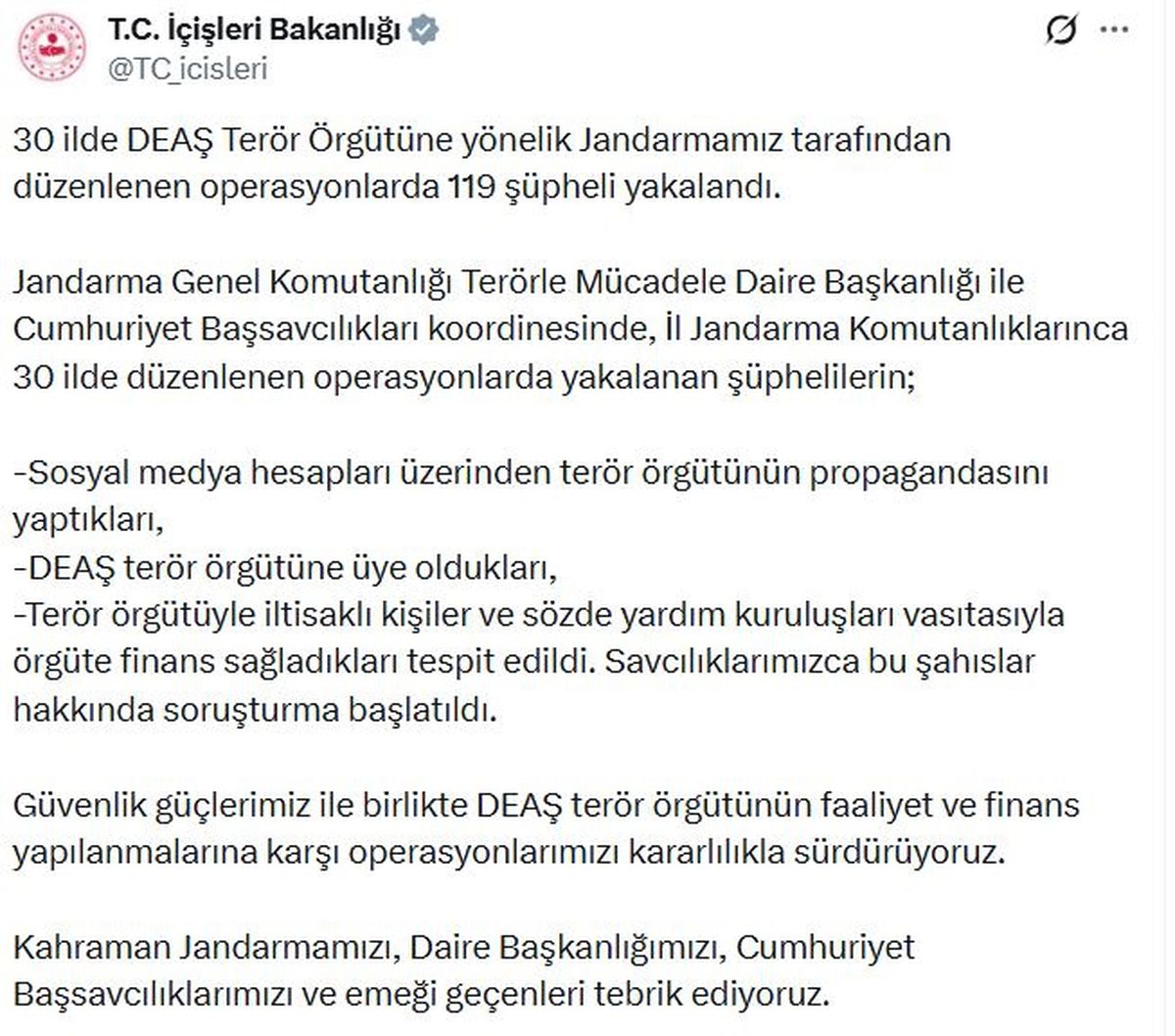 30 İlde DEAŞ Operasyonu: 119 Şüpheli Yakalandı