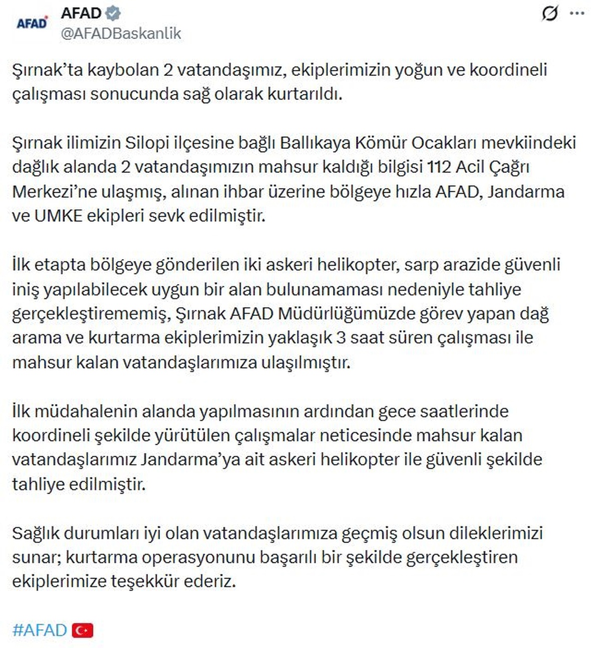 Şırnak\'ta Kaybolan 2 Kişi Kurtarıldı