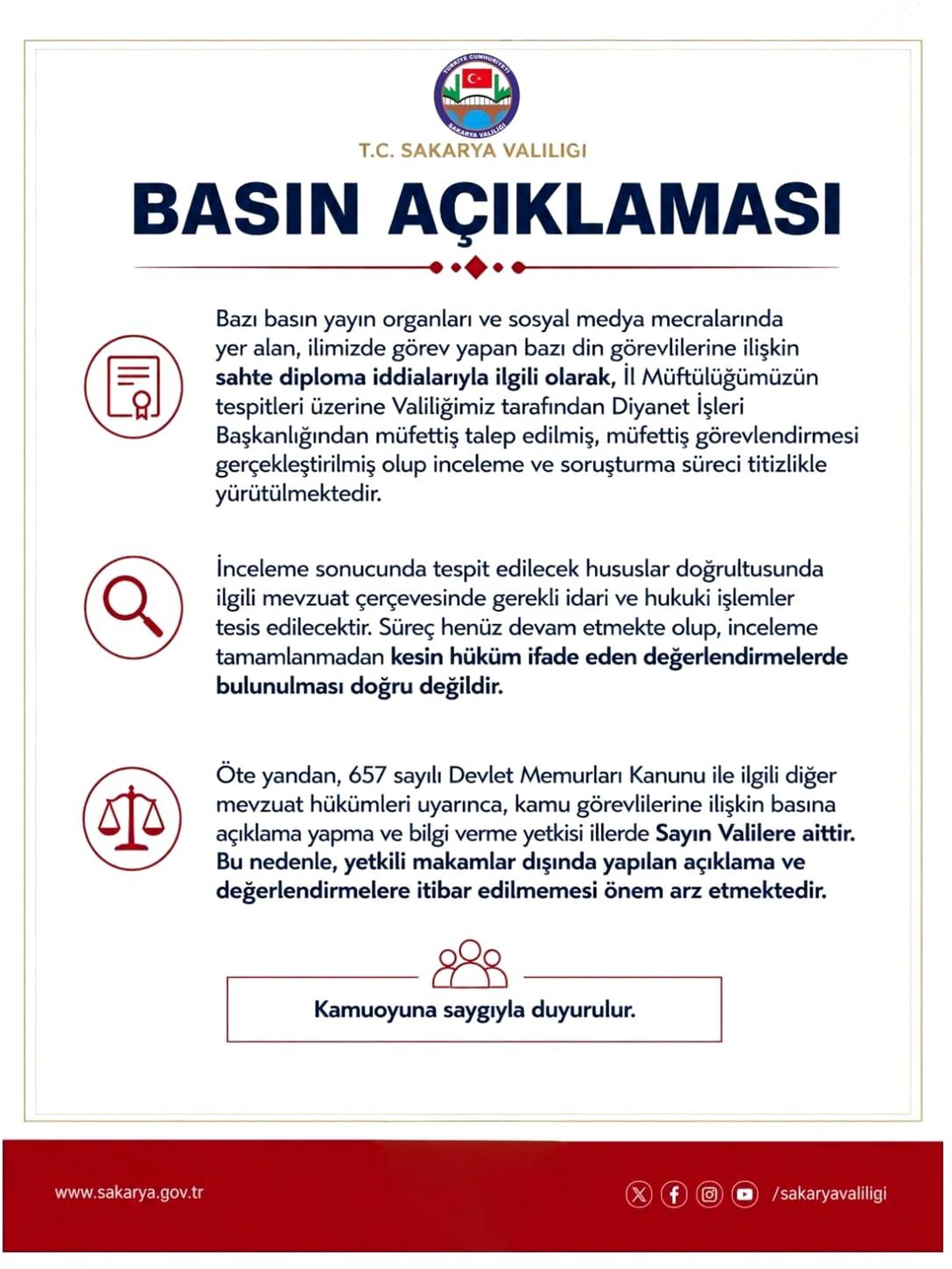 Sakarya\'da Din Görevlilerine Sahte Diploma İddiası