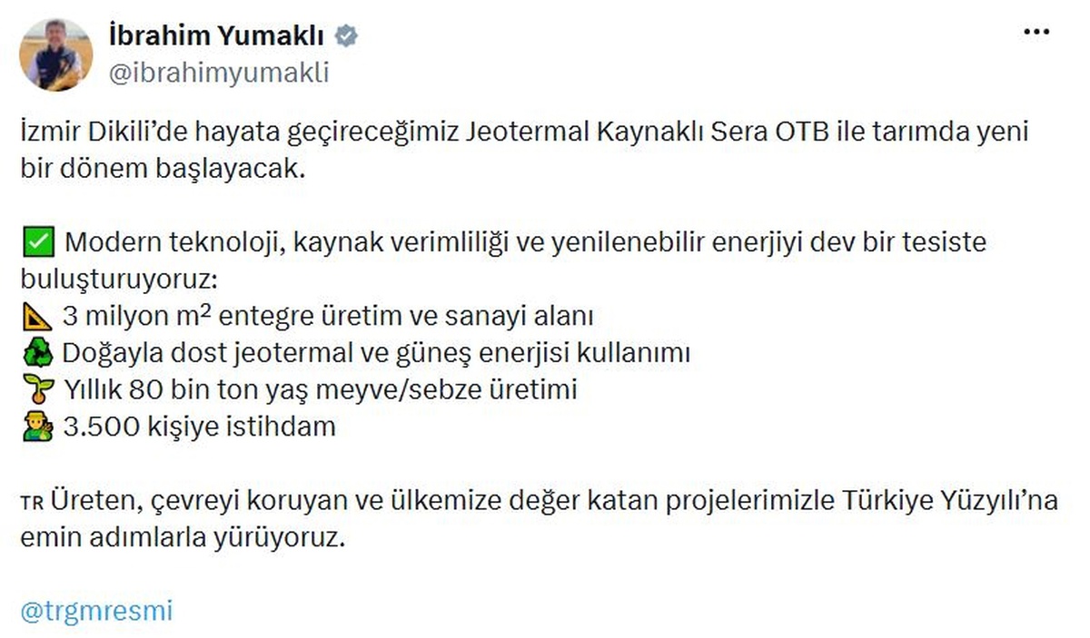 Dikili\'de Jeotermal Sera Projesi