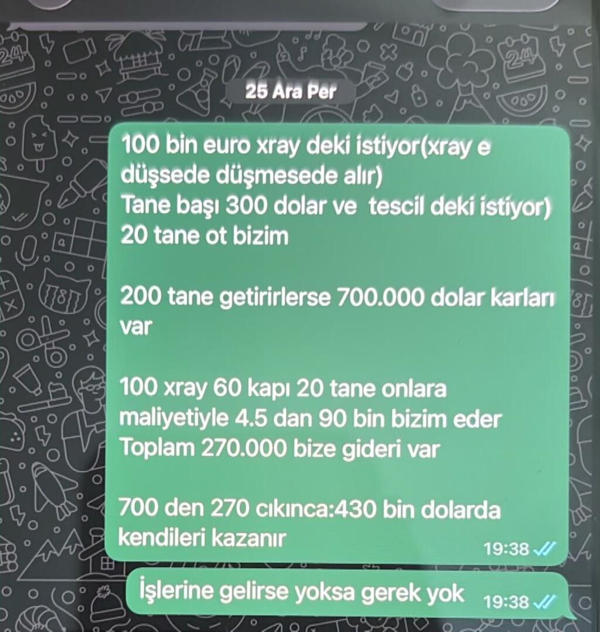 Memurların rüşvet yazışmaları! Uyuşturucu taşıyan tır için 270 bin Euro istemişler