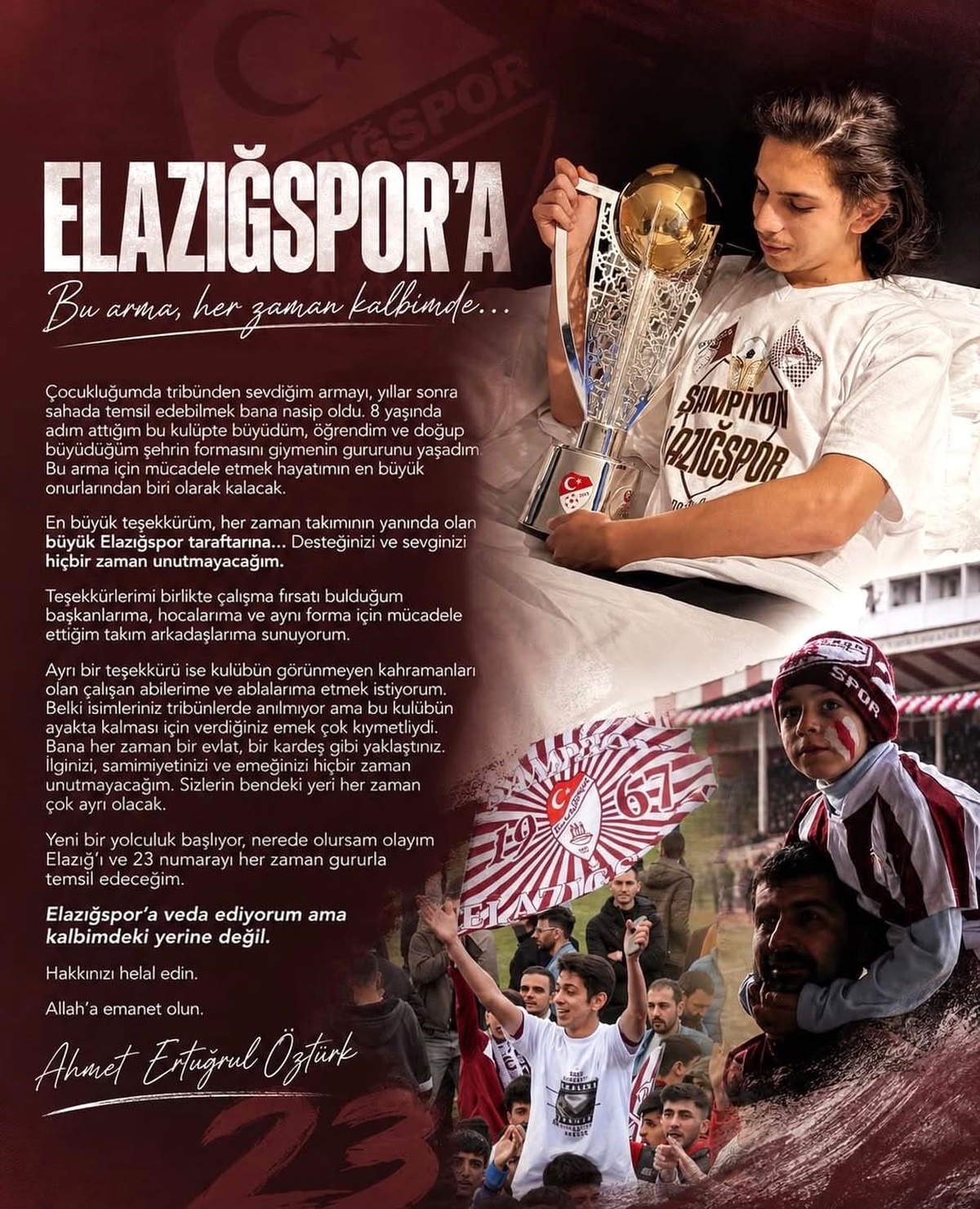 Ahmet Ertuğrul\'dan Elazığspor\'a veda