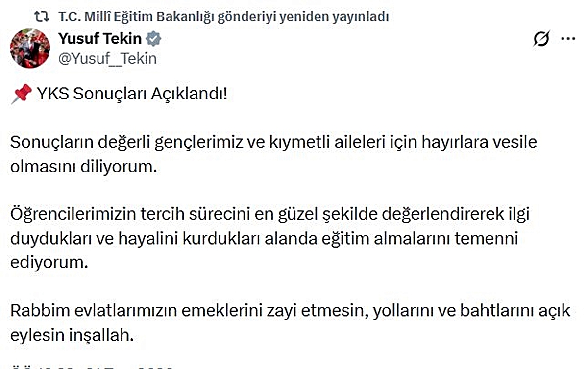 YKS Sonuçları Açıklandı